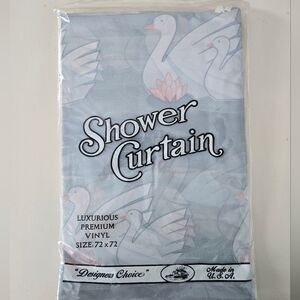 VTG 80s Pastel Swan Designer's Choice Luxurious Premium Vinyl Shower Curtain